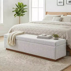 60 Modern Upholstered Storage Bench, End of Bed Bench for Bedroom, Fabric Entryway Bench with Hidden Storage and Wood Frame-Panipeachy