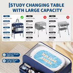 Table à langer pliable et portable, station de change avec tiroirs et roulettes, organisateur de nurserie mobile à hauteur réglable