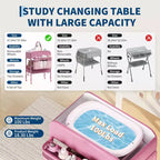 Table à langer pliable et portable, station de change avec tiroirs et roulettes, organisateur de nurserie mobile à hauteur réglable