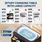 Table à langer pliable et portable, station de change avec tiroirs et roulettes, organisateur de nurserie mobile à hauteur réglable