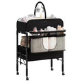 Portable Collapsible Baby Changing Table, Diaper Station with Drawers & Wheels, Adjustable Height Mobile Nursery Organizer