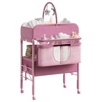 Table à langer pliable et portable, station de change avec tiroirs et roulettes, organisateur de nurserie mobile à hauteur réglable