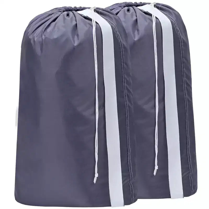 Narwey 2 Pack XL Nylon Laundry Bag with Strap, Large Dirty Garments Organizer