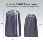 Narwey 2 Pack XL Nylon Laundry Bag with Strap, Large Dirty Garments Organizer