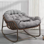 Fauteuil à bascule d'extérieur Papasan surdimensionné, design ergonomique, osier durable, coussin résistant aux intempéries supporte jusqu'à 204 kg