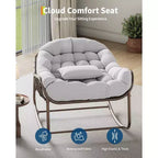 Fauteuil à bascule d'extérieur Papasan surdimensionné, design ergonomique, osier durable, coussin résistant aux intempéries supporte jusqu'à 204 kg