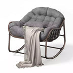 Fauteuil à bascule d'extérieur Papasan surdimensionné, design ergonomique, osier durable, coussin résistant aux intempéries supporte jusqu'à 204 kg