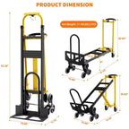 3-in-1 Stair Climbing Hand Truck, Heavy Duty Convertible Flat Cart with Folding Design & Elastic Straps for Home Office Warehouse