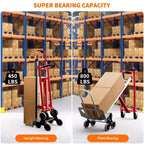 3-in-1 Stair Climbing Hand Truck, Heavy Duty Convertible Flat Cart with Folding Design & Elastic Straps for Home Office Warehouse