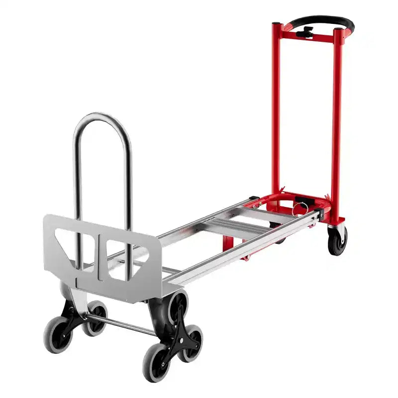 3-in-1 Stair Climbing Hand Truck, Heavy Duty Convertible Flat Cart with Folding Design & Elastic Straps for Home Office Warehouse