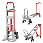 3-in-1 Stair Climbing Hand Truck, Heavy Duty Convertible Flat Cart with Folding Design & Elastic Straps for Home Office Warehouse