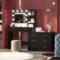 61 Inch Makeup Vanity Desk with Mirror and Lights, Vanity Table with 8 Drawers, 3 Color Modes Dimmable Lights, Shelves for Bedroom