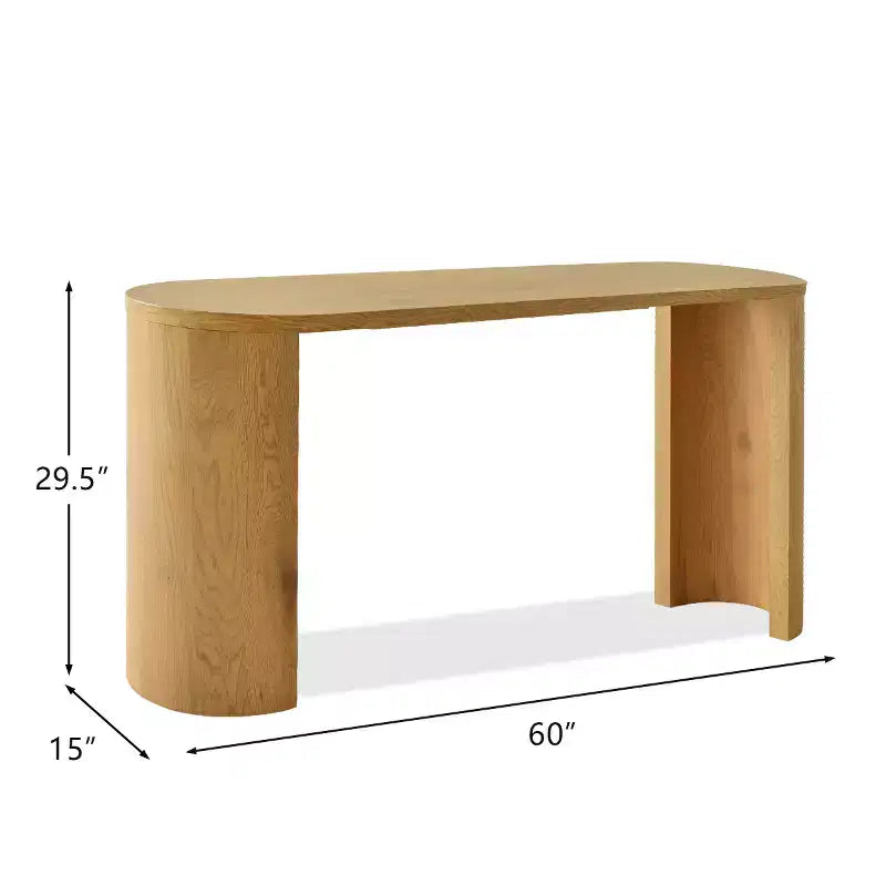 60 Table Console Ovale Moderne pour Entrée, Table Basse Motif Bois avec Pieds en C, Table de Couloir pour Salon, Foyer ou Derrière le Canapé-Panipeachy