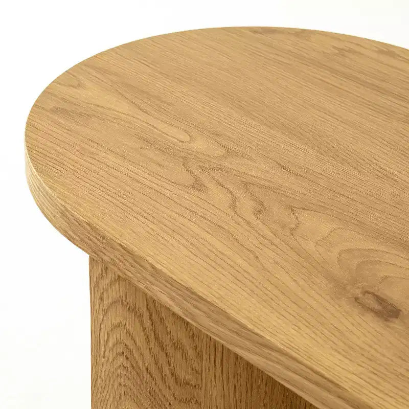 60 Table Console Ovale Moderne pour Entrée, Table Basse Motif Bois avec Pieds en C, Table de Couloir pour Salon, Foyer ou Derrière le Canapé-Panipeachy