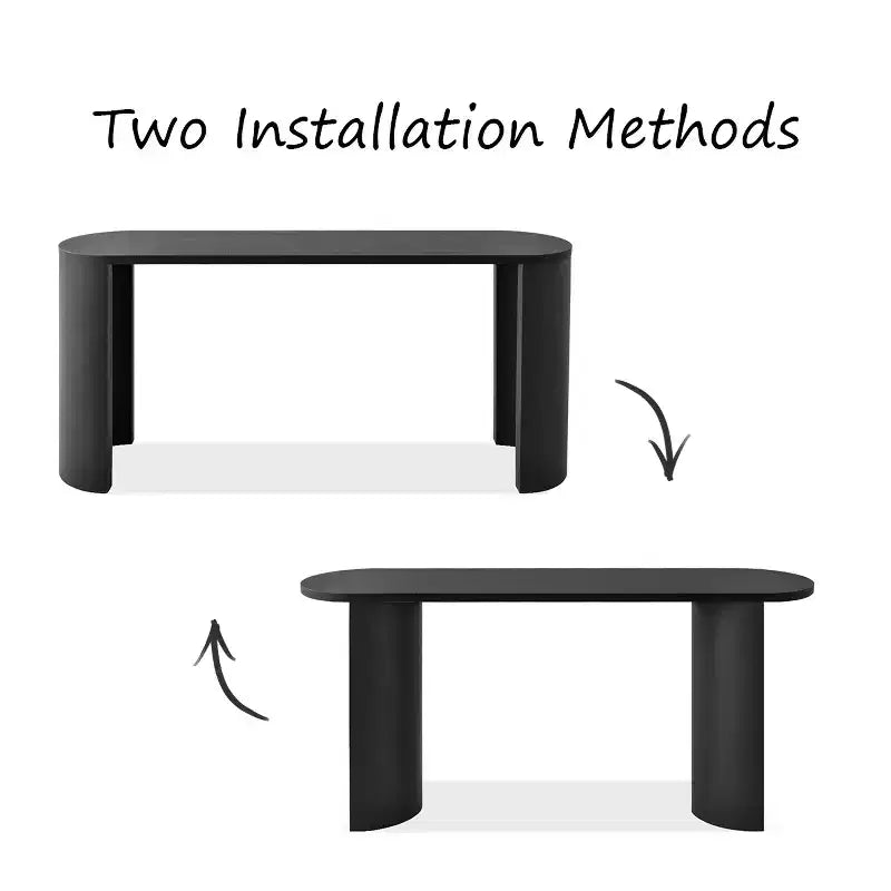 60 Table Console Ovale Moderne pour Entrée, Table Basse Motif Bois avec Pieds en C, Table de Couloir pour Salon, Foyer ou Derrière le Canapé-Panipeachy