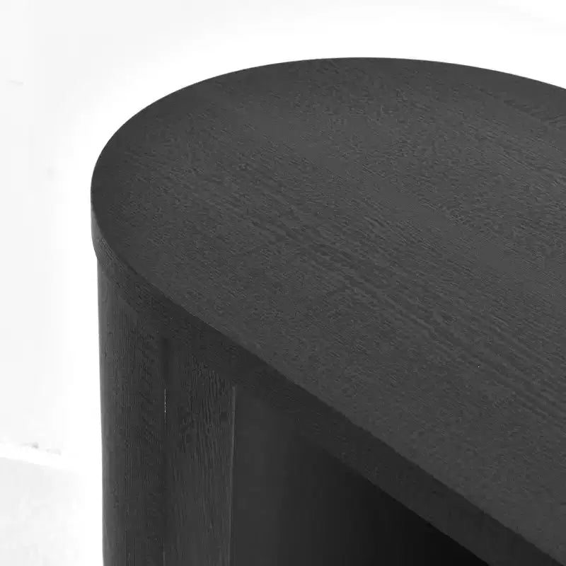 60 Table Console Ovale Moderne pour Entrée, Table Basse Motif Bois avec Pieds en C, Table de Couloir pour Salon, Foyer ou Derrière le Canapé-Panipeachy