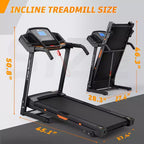 NAYSAYE Foldable Incline Treadmill, Walking Running Machine with Heart Rate Monitor & Cup Holder for Home Gym, Black, 50*26.4*46.5