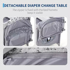 4-in-1 Baby Bassinet & Playard-Light Gray Portable Crib with Changing Table,Zip Door & Toy Bar - Locking Wheels & Storage for Newborns to Toddlers