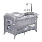 4-in-1 Baby Bassinet & Playard-Light Gray Portable Crib with Changing Table,Zip Door & Toy Bar - Locking Wheels & Storage for Newborns to Toddlers