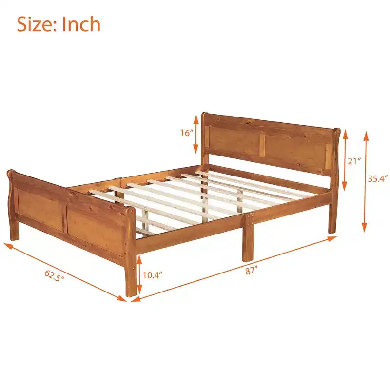 Lit plateforme Queen Size en bois FAMYYT avec tête de lit, assemblage facile, chêne