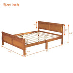 Lit plateforme Queen Size en bois FAMYYT avec tête de lit, assemblage facile, chêne