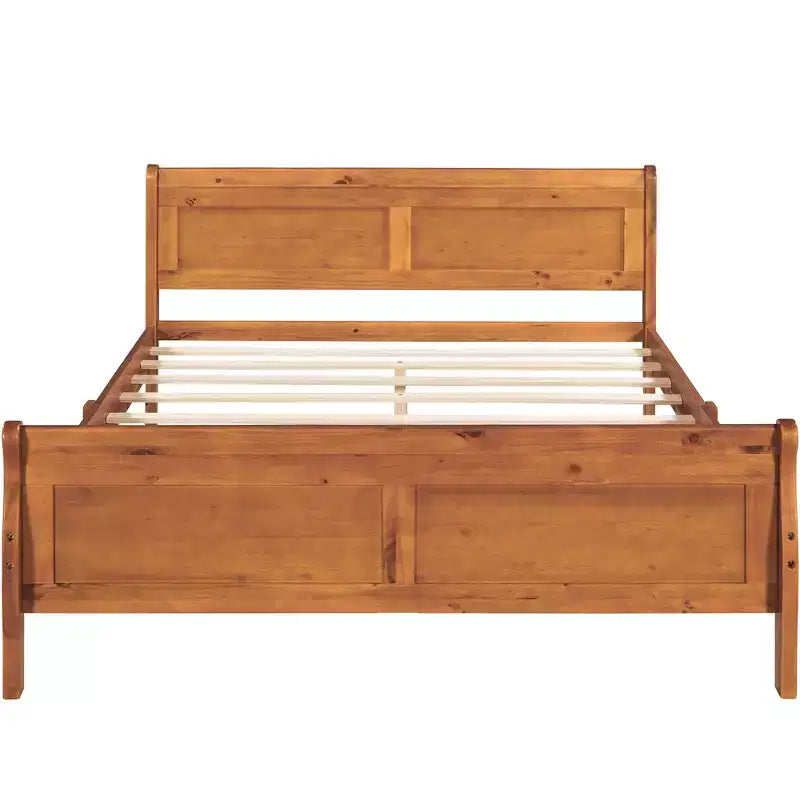 Lit plateforme Queen Size en bois FAMYYT avec tête de lit, assemblage facile, chêne