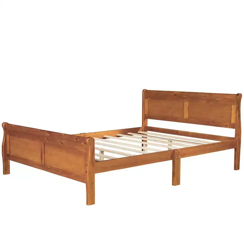 Lit plateforme Queen Size en bois FAMYYT avec tête de lit, assemblage facile, chêne