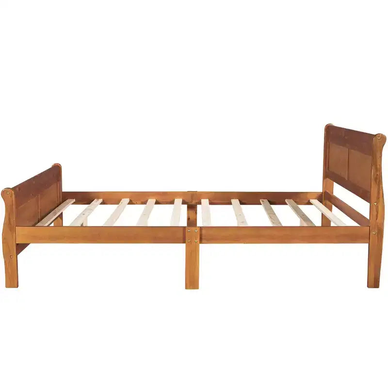 Lit plateforme Queen Size en bois FAMYYT avec tête de lit, assemblage facile, chêne