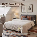 Lit Queen HOMLUX avec tête de lit, Déballez et dépliez, Prêt en 72 heures, Isolation des mouvements, Soutien mi-ferme