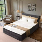 Lit Queen HOMLUX avec tête de lit, Déballez et dépliez, Prêt en 72 heures, Isolation des mouvements, Soutien mi-ferme