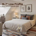 Lit Queen HOMLUX avec tête de lit, Déballez et dépliez, Prêt en 72 heures, Isolation des mouvements, Soutien mi-ferme