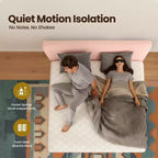 Lit Queen HOMLUX avec tête de lit, Déballez et dépliez, Prêt en 72 heures, Isolation des mouvements, Soutien mi-ferme