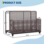 Organisateur de rangement de flotteurs de piscine avec roues, Panier de rangement de jouets et de caddy de piscine en rotin PE tressé résistant aux intempéries pour piscine, terrasse et patio