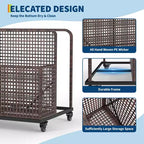 Organisateur de rangement de flotteurs de piscine avec roues, Panier de rangement de jouets et de caddy de piscine en rotin PE tressé résistant aux intempéries pour piscine, terrasse et patio