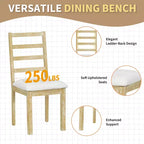GDFStudio Zayd 6 Piece Dining Set with Extendable Pedestal Table, Ladder Back Chairs and Bench