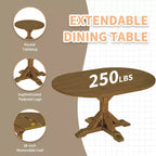 GDFStudio Zayd 6 Piece Dining Set with Extendable Pedestal Table, Ladder Back Chairs and Bench