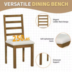 GDFStudio Zayd 6 Piece Dining Set with Extendable Pedestal Table, Ladder Back Chairs and Bench