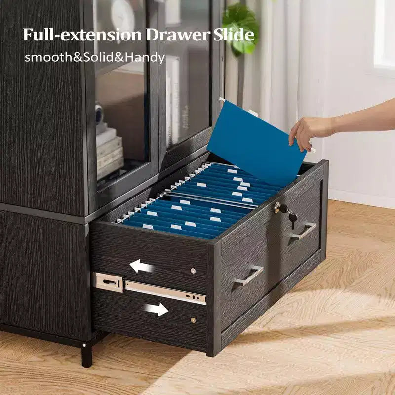 Meuble de rangement Karl Home de 75 cm de large à 1 tiroir avec vitrine