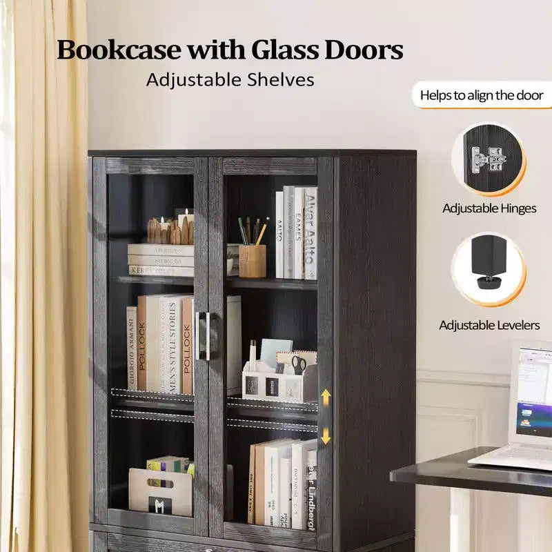Meuble de rangement Karl Home de 75 cm de large à 1 tiroir avec vitrine