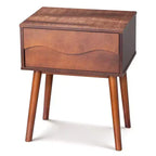 Karl Home Marron P2 MDF Table de Chevet Pieds Hauts Sans Poignée 1 Tiroir 51 cm