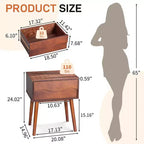 Karl Home Marron P2 MDF Table de Chevet Pieds Hauts Sans Poignée 1 Tiroir 51 cm