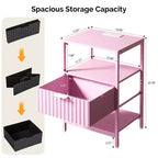 Karl Home 15 Inches Wide Nightstand with 1 Drawer 2 Shelves and US Power Outlet