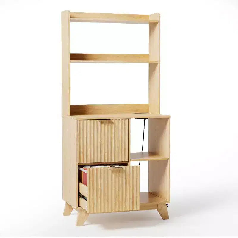 Karl HomeWood Grain P2 MDF Particleboard 2 Drawer Filing Cabinet With Shelves