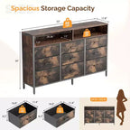 Meuble de rangement moderne Karl Home à 9 tiroirs, 55 pouces, intissé, avec cadre en acier