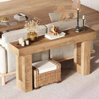 63 Long Wooden Narrow Couch Table Behind Sofa, Farmhouse Entryway Console for Living Room Bedroom Hallway Easy Assembly, Natural Wood