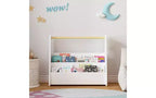 Étagère à livres frontale pour enfants avec poignée en bois, bibliothèque portable à 2 niveaux pour tout-petits, organisateur de rangement de livres pour chambre ou salle de jeux.