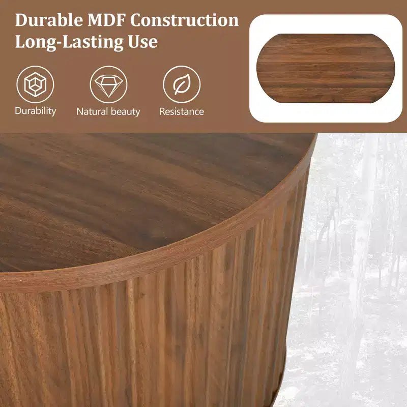JVNOXK 47.2''Lift Top Coffee Table with Hidden Compartment, Partially Assembled Wooden Center Table, Oval Lift Tabletop for Home Living Room,Brown