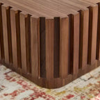 JVNOXK 31.5 Inch Modern Handcraft Drum Coffee Table Square Coffee Table for Living Room,with Sturdy MDF Pedesta,Walnut