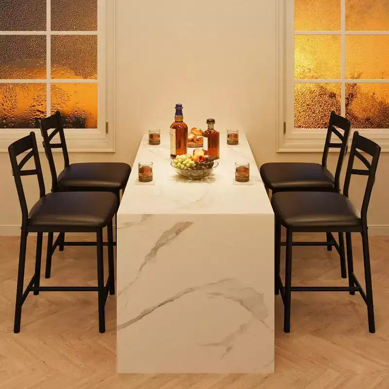 Lot de tabourets de bar rembourrés avec dossier et repose-pieds, tabourets de bar hauteur comptoir, coussin épais pour îlot de cuisine, appartement, bar de comptoir