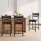 Lot de tabourets de bar rembourrés avec dossier et repose-pieds, tabourets de bar hauteur comptoir, coussin épais pour îlot de cuisine, appartement, bar de comptoir